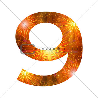 Number of orange firework, nine