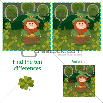 St. Patricks Day - find ten differences visual puzzle