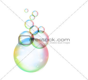 Rainbow soap bubble on a white background. Vector illustration