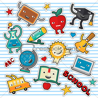 Education and school cute stickers and patches