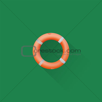 Simple Life Buoy Icon On Green Background, Vector