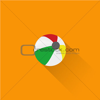 Simple Sea Ball Icon On Orange Background, Vector