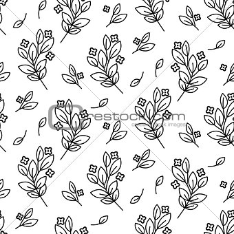 Foliage branches floral seamless simple vector pattern.