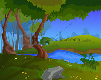 Cartoon autumn background for a game art
