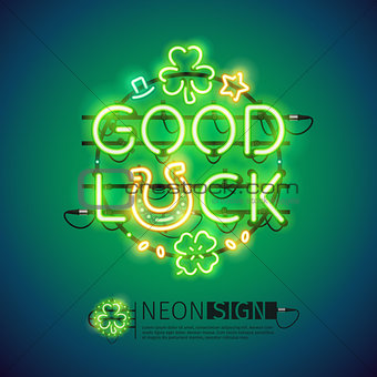 Good Luck Patricks Day Neon Sign