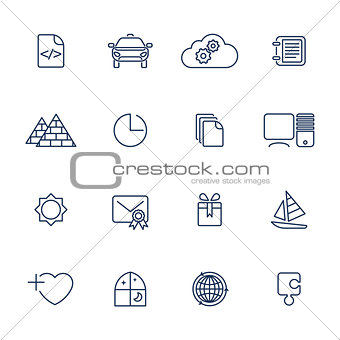 Simple UI icons for app, sites, programs. Different UI icons. Simple pictograms on white background