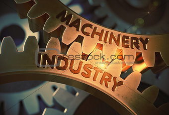 Machinery Industry on the Golden Cogwheels. 3D Illustration.