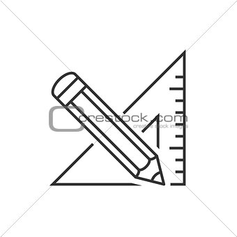 Triangle ruler and pencil