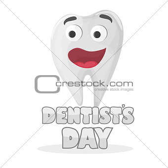 International Dentist Day Card. Happy Tooth smiling Human health