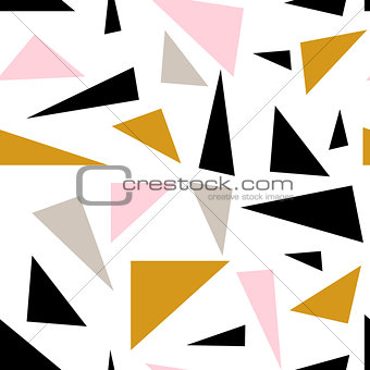 Vector seamless pattern. Modern stylish texture. Repeating geometric tiles with dotted triangles. Pattern of different colored triangles