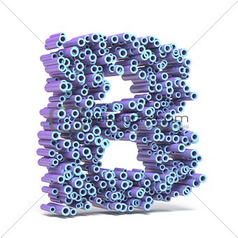 Purple blue font made of tubes LETTER B 3D