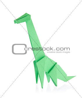 Green dinosaur Brachiosaurus of origami