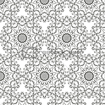Oriental vector pattern with round arabesques elements