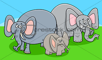 funny elephants cartoon character group
