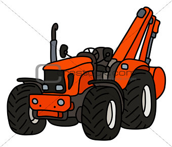 The small tractor with an excavator