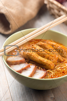 Hot Curry Laksa Noodles cuisine