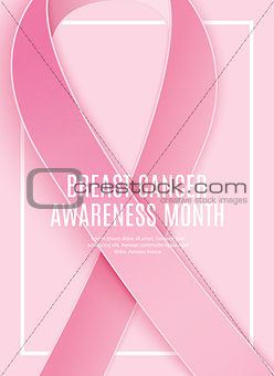 Breast Cancer Awareness Month Pink Ribbon Background Vector Illustration