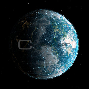 3D global technology and network communications background