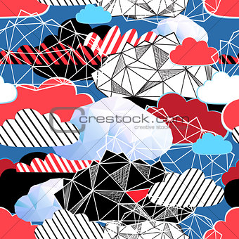Seamless bright pattern from different clouds