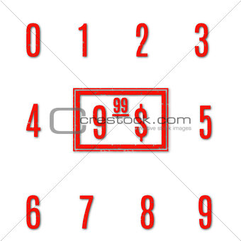 Grunge numbers, vector illustration.