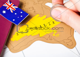 Travel holiday to Australia concept with passport