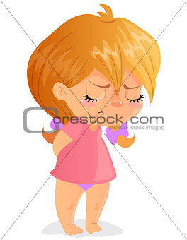 Sad toddler girl cartoon vector image