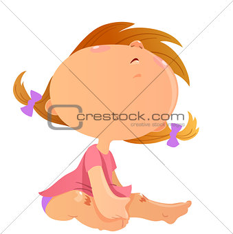 Sitting toddler girl cartoon vector image