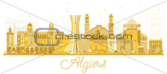 Algiers Algeria City Skyline Golden Silhouette.