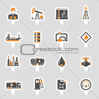 Oil Industry Icons Sticker Set