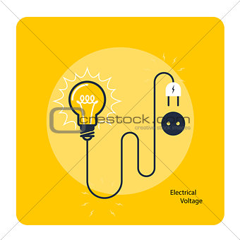 Light bulb with plug on cord - icon, electricity and voltage con