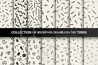 Set of memphis seamless patterns. Fashion 80-90s. You can find seamless backgrounds in swatches panel