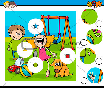 match pieces puzzle with kids on playground