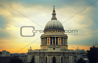 St Paul's cathedral in London and sky with clouds