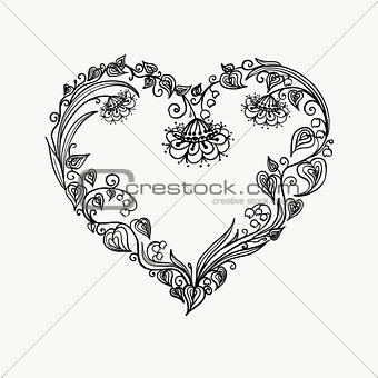 heart of flowers graphic tatto