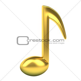 Golden music note. 3D
