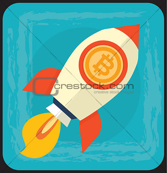 Bitcoin Growth on Cryptocurrency Markets Concept Cartoon Illustration