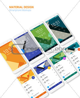 Material UI screens with 3d smartphon mockups kit