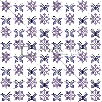 Cross stitch seamless pattern, traditional embroidery with butte