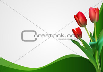 Abstract Backgroundn with Tulips Flowers. Vector Illustration