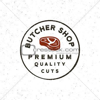 vintage butchery logo. retro styled meat shop emblem. vector illustration