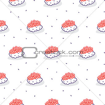 Sushi caviar seamless vector pattern.