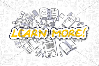Learn More - Cartoon Yellow Word. Business Concept.
