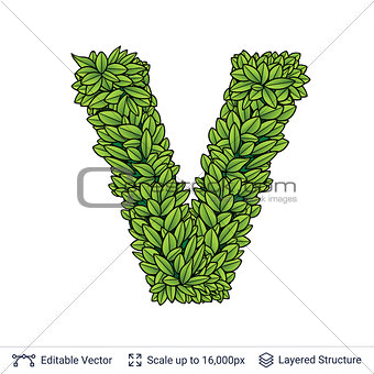 Letter V symbol of green leaves.