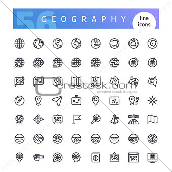 Geography Line Icons Set