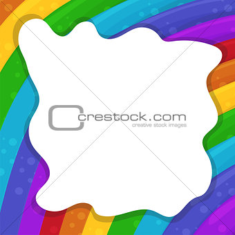 Abstract background with cartoon Rainbows and cloud frame. Vector illustration.