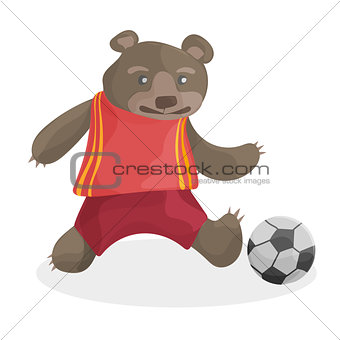 cute cartoon bear playing football