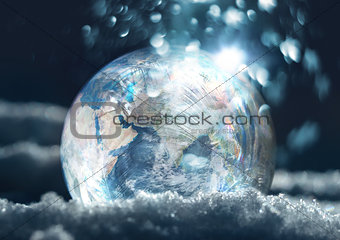 Frozen planet Earth climate change concept