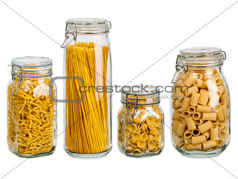 Pasta in large glass jars