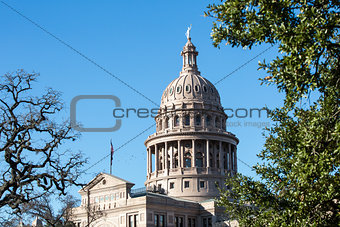 Texas State Capitol Dome with Trees