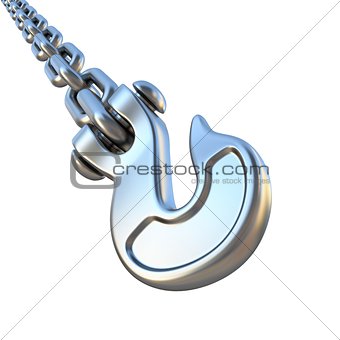 Silver hook and chain diagonal 3D